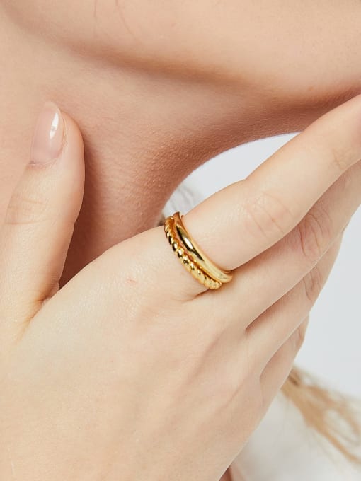 CHARME Brass Irregular Minimalist  Twist Double Layer  Stackable Ring 1