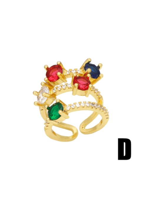 D Brass Cubic Zirconia Rainbow Minimalist Butterfly Stackable Ring