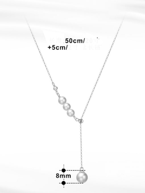 RINNTIN 925 Sterling Silver Freshwater Pearl Tassel Minimalist Lariat Necklace 1