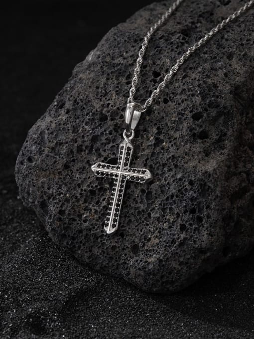 RINNTIN 925 Sterling Silver Cubic Zirconia Cross Minimalist Regligious Necklace 4