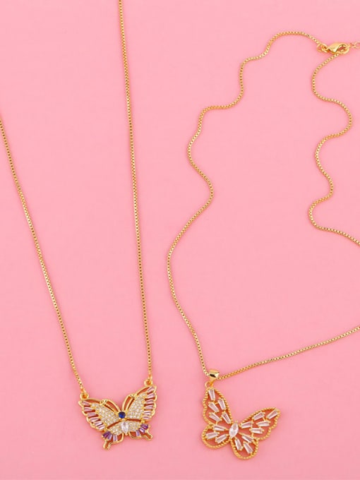 CC Copper Cubic Zirconia Butterfly Vintage pendant Necklace 3