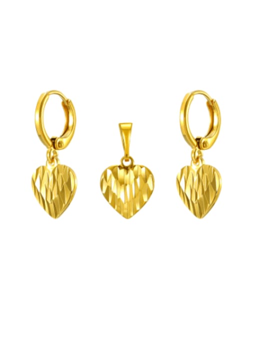 24K Gold Plated Alloy Minimalist Heart Pendant and  Earrings