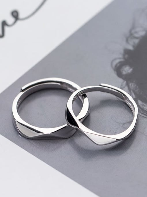 Rosh 925 Sterling Silver Geometric Minimalist Couple Ring 1