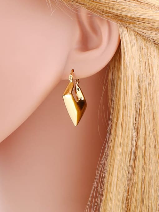 CC Brass Geometric Minimalist Huggie Earring 1