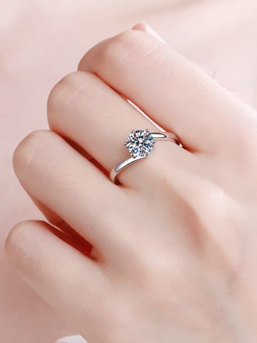 MOISS Sterling Silver Moissanite Round Dainty Solitaire Engagement Rings 1
