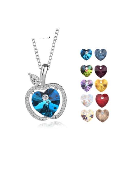 BC-Swarovski Elements 925 Sterling Silver Austrian Crystal Heart Classic Necklace