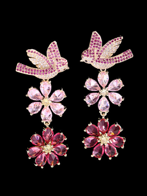 Luxu Brass Cubic Zirconia Flower Statement Cluster Earring 0