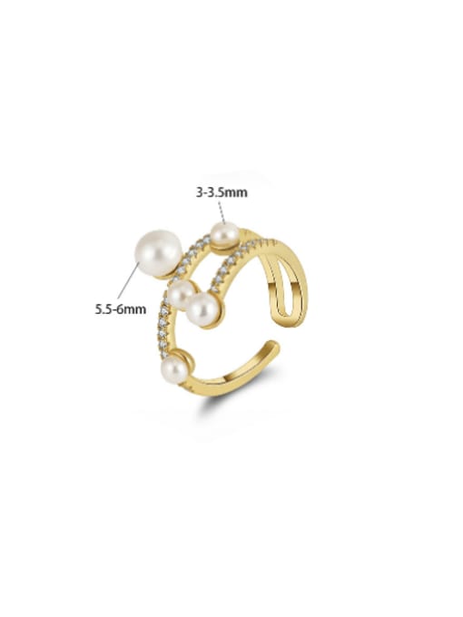 Adjustable ring,  2.72g 925 Sterling Silver Imitation Pearl Irregular Minimalist Stackable Ring