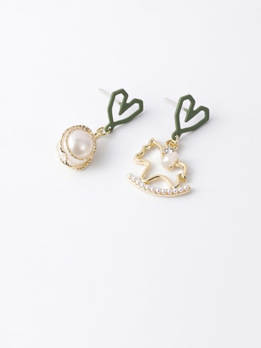 Girlhood Zinc Alloy Imitation Pearl White Heart Cute Drop Earrings 2