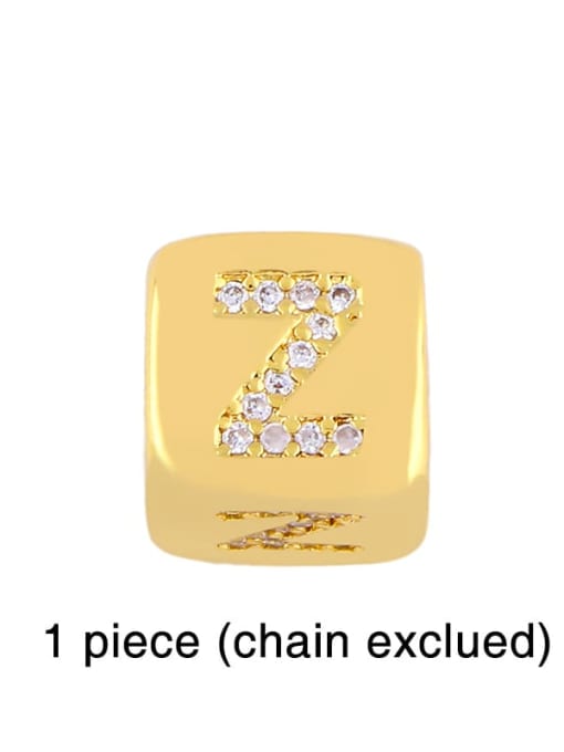 Z Brass Cubic Zirconia square  Letter Minimalist Adjustable Bracelet