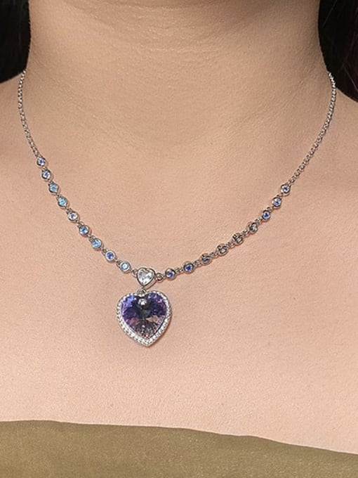 BC-Swarovski Elements 925 Sterling Silver Austrian Crystal Heart Classic Necklace 1