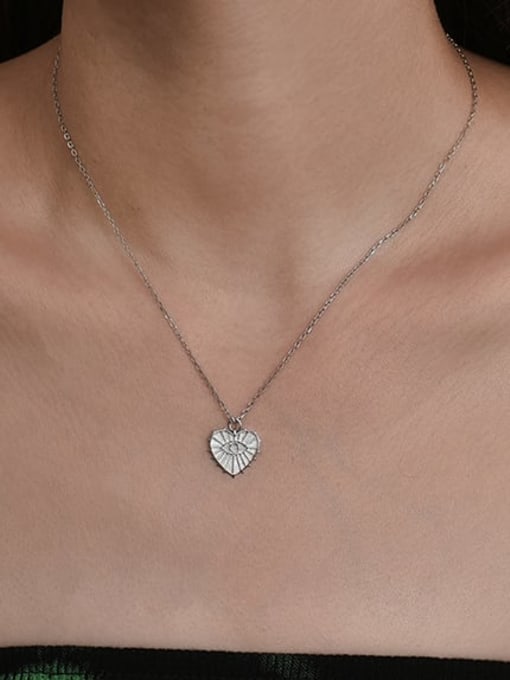 XBOX 925 Sterling Silver Cubic Zirconia Heart Minimalist Necklace 1