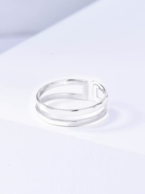 Rd0206 white gold 925 Sterling Silver Hollow Geometric Minimalist Ring