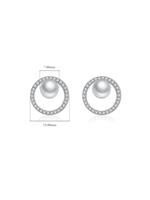 MODN 925 Sterling Silver Cubic Zirconia Geometric Minimalist Stud Earring 2