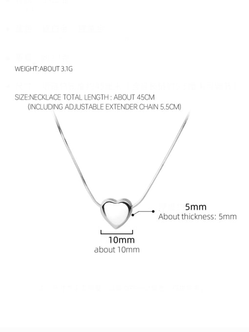 BeiFei Minimalism Silver 925 Sterling Silver Heart Minimalist Necklace 3