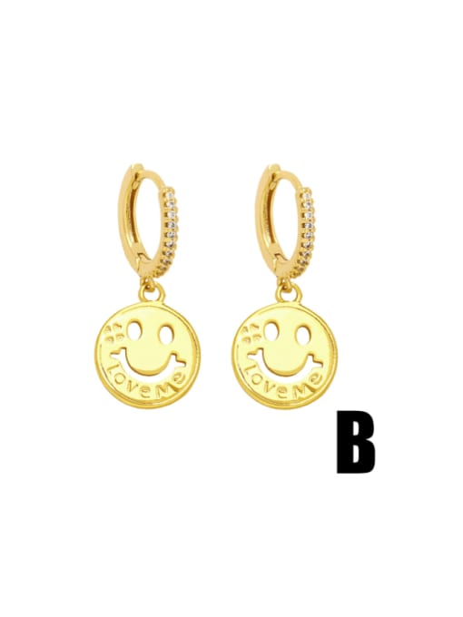 B Brass Smiley Minimalist Huggie Earring