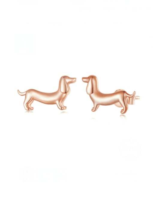 Rose Gold 925 Sterling Silver Dog Cute Stud Earring