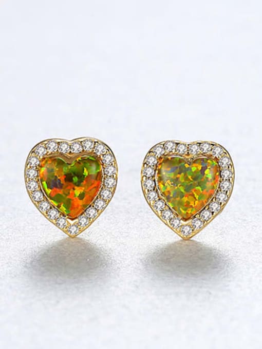 Color zirconium 18h09 925 Sterling Silver Opal Heart Dainty Stud Earring