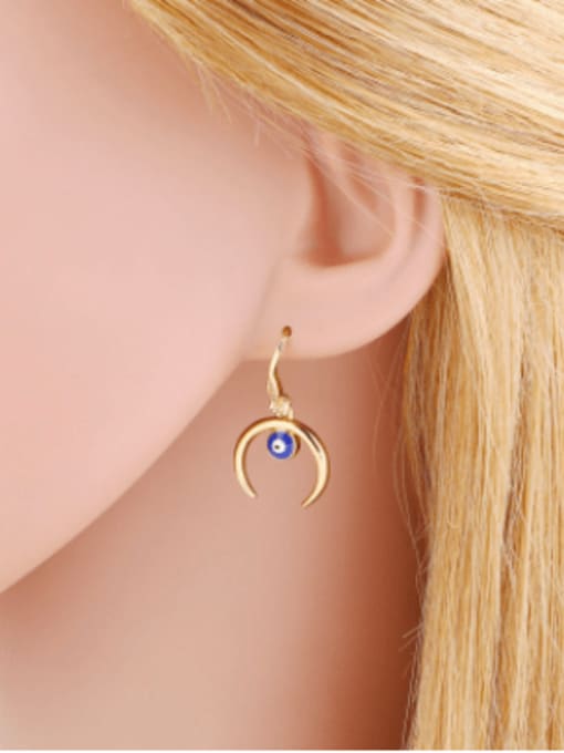 CC Brass Cubic Zirconia Evil Eye Minimalist Hook Earring 1