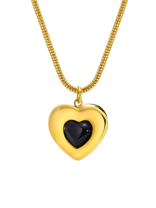 LI MUMU Stainless steel Carnelian Heart Minimalist Necklace 0