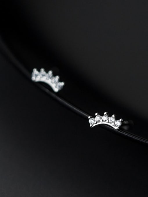 Rosh 925 Sterling Silver Rhinestone Cute Row diamond Arc  Stud Earring 1