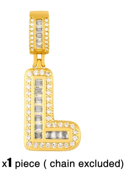 L (excluding chain) Brass Letter  Cubic Zirconia Vintage Pendant