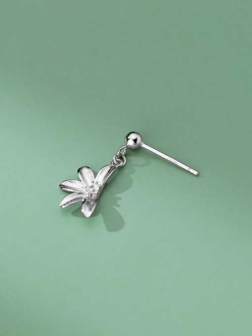 Rosh 925 Sterling Silver Asymmetrical Flower Cute Drop Earring 4