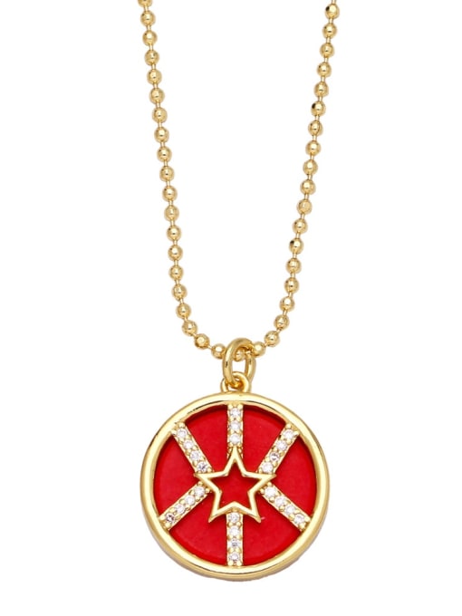 CC Brass Cubic Zirconia Star Vintage Round  Pendant Necklace 2