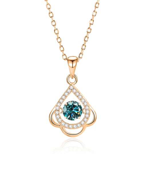 FDTD 036 Rose Gold+green Moissanite 925 Sterling Silver Moissanite Water Drop Dainty Necklace