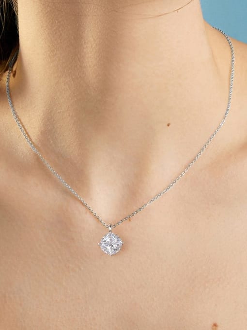 RINNTIN 925 Sterling Silver Cubic Zirconia Geometric Dainty Necklace 1