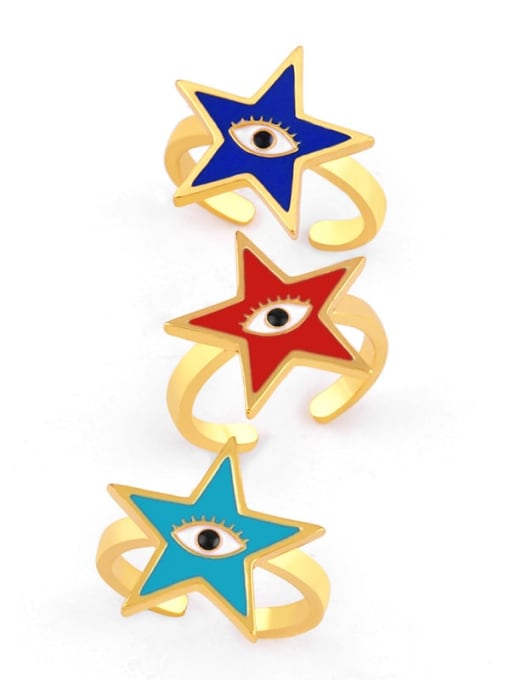 CC Brass Enamel Star Minimalist Band Ring
