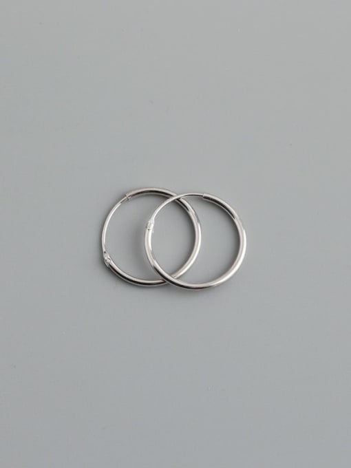 14mm (white gold) 925 Sterling Silver Round Minimalist Hoop Earring