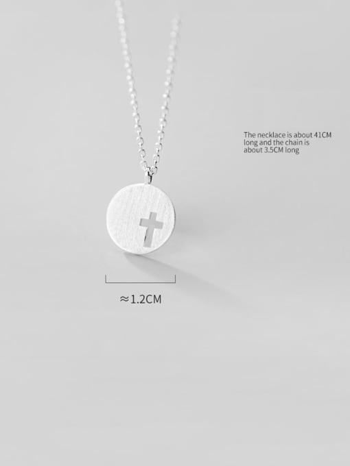 Rosh 925 sterling silver simple smooth round Cross Pendant Necklace 3