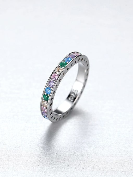 Platinum 925 Sterling Silver Cubic Zirconia Geometric Dainty Band Ring
