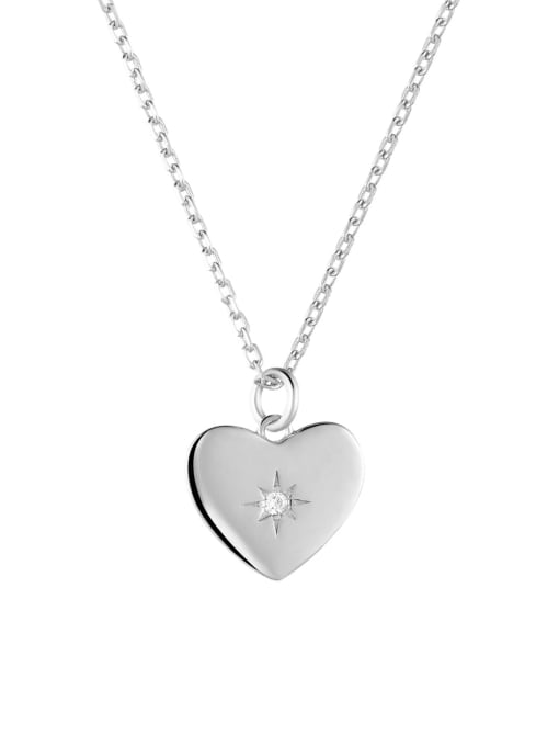 Platinum 925 Sterling Silver Heart Minimalist Necklace