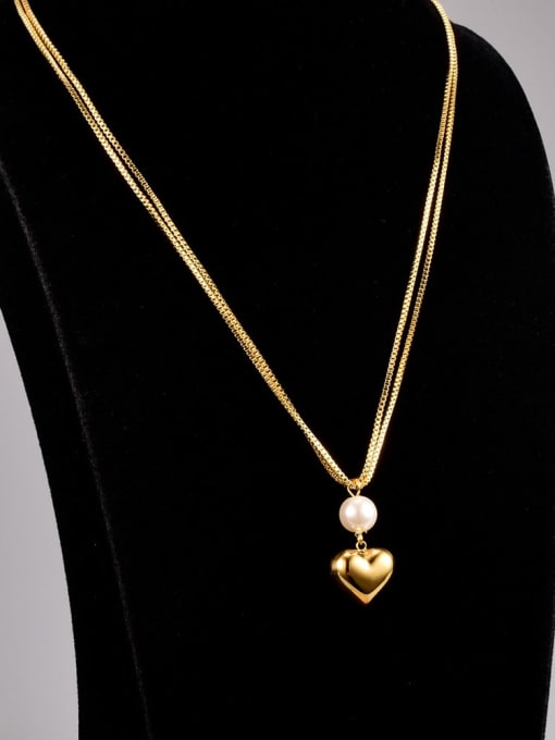 A TEEM Titanium Steel Heart Minimalist Multi Strand Necklace 3
