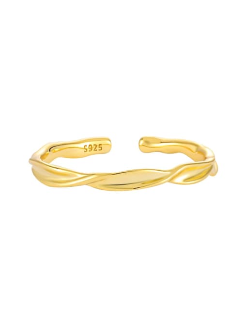 WJ069 3 18K Gold 925 Sterling Silver Irregular Minimalist Band Ring