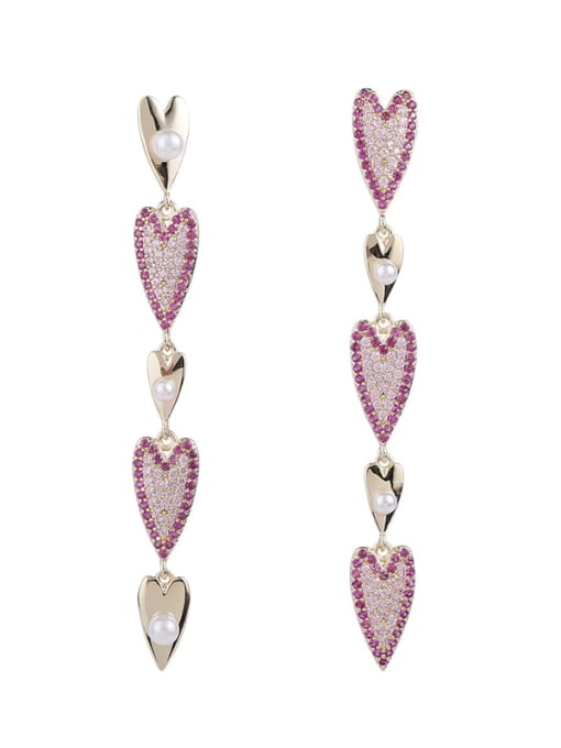 Luxu Brass Rhinestone Heart Trend Cluster Earring 3