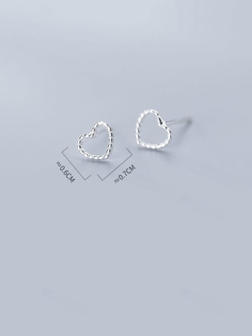 Rosh 925 Sterling Silver With Platinum Plated Cute  Hollow Heart Stud Earrings 2
