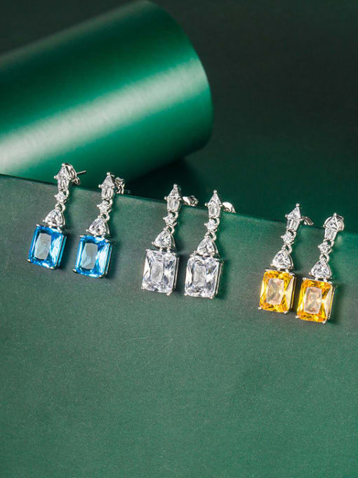 X&S Brass Cubic Zirconia Multi Color Geometric Dainty Drop Earring 0