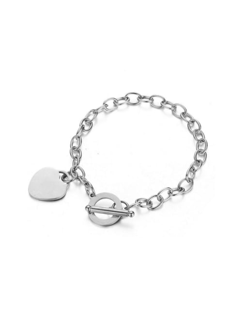 steel Titanium Steel Heart Hip Hop Hollow Chain  Link  Bracelet
