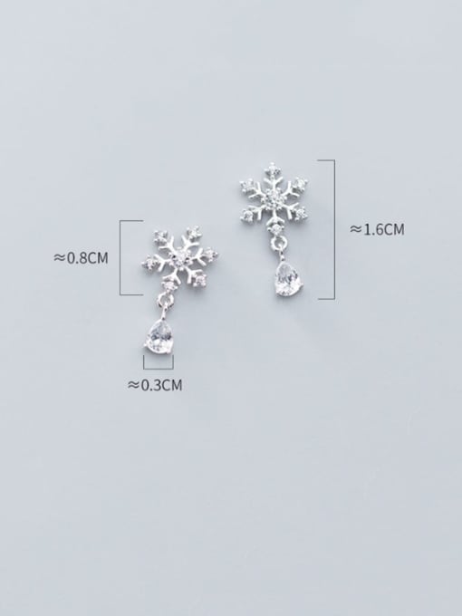 Rosh 925 Sterling Silver Cubic Zirconia snowflake Ethnic Stud Earring 3