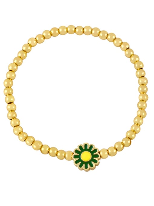 CC Brass Bead Enamel Flower Hip Hop Beaded Bracelet 0