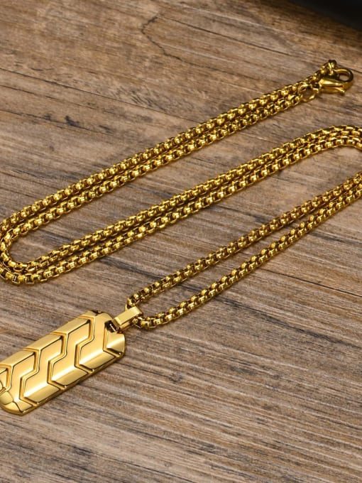 Gold pendant with chain 60CM Stainless steel Geometric Hip Hop Necklace