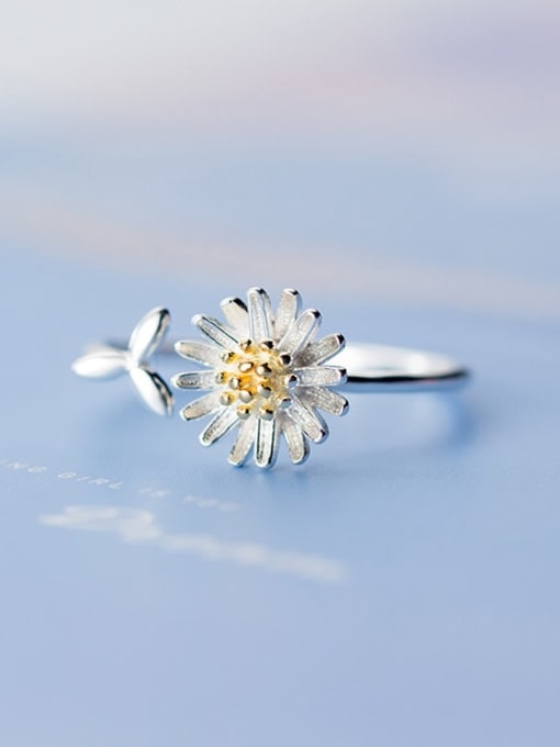 Rosh 925 Sterling Silver Flower Minimalist Band Ring 2