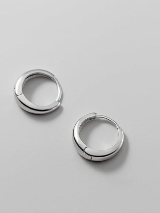 silver 14mm 925 Sterling Silver Geometric Minimalist Huggie Earring