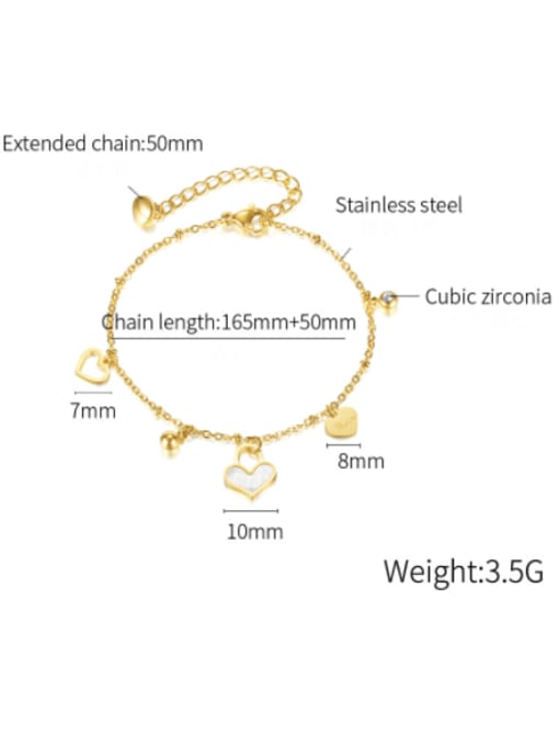 Open Sky Titanium Steel Shell Heart Minimalist Link Bracelet 4