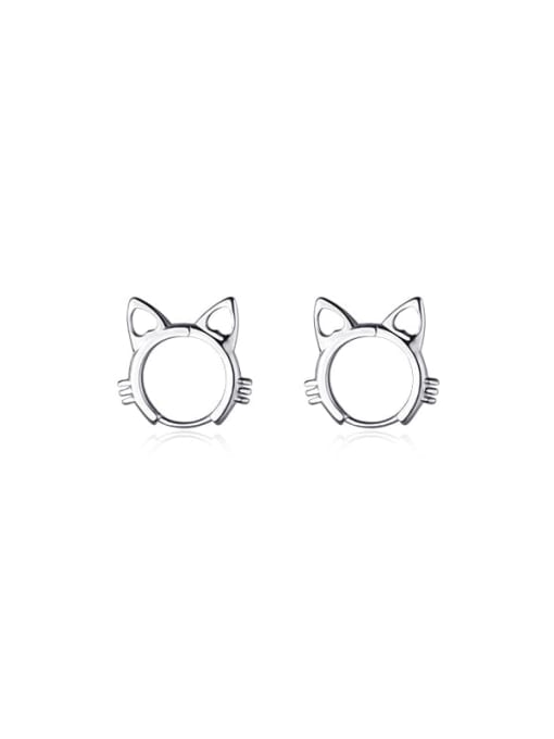 silver 925 Sterling Silver Cat Cute Stud Earring