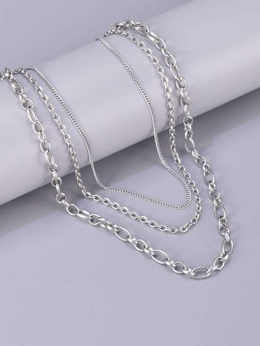 A TEEM Titanium Steel Geometric  Chain Minimalist Multi Strand Necklace 3