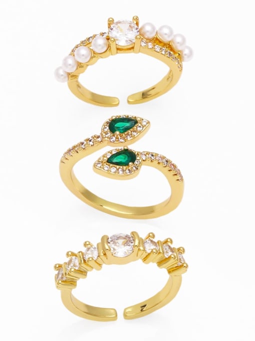 CC Brass Imitation Pearl Irregular Vintage Band Ring